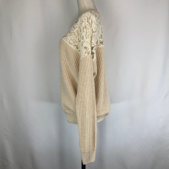 Essentiel Antwerp Lace Yoke Shaker Knit Sweater - Picture 3 of 8